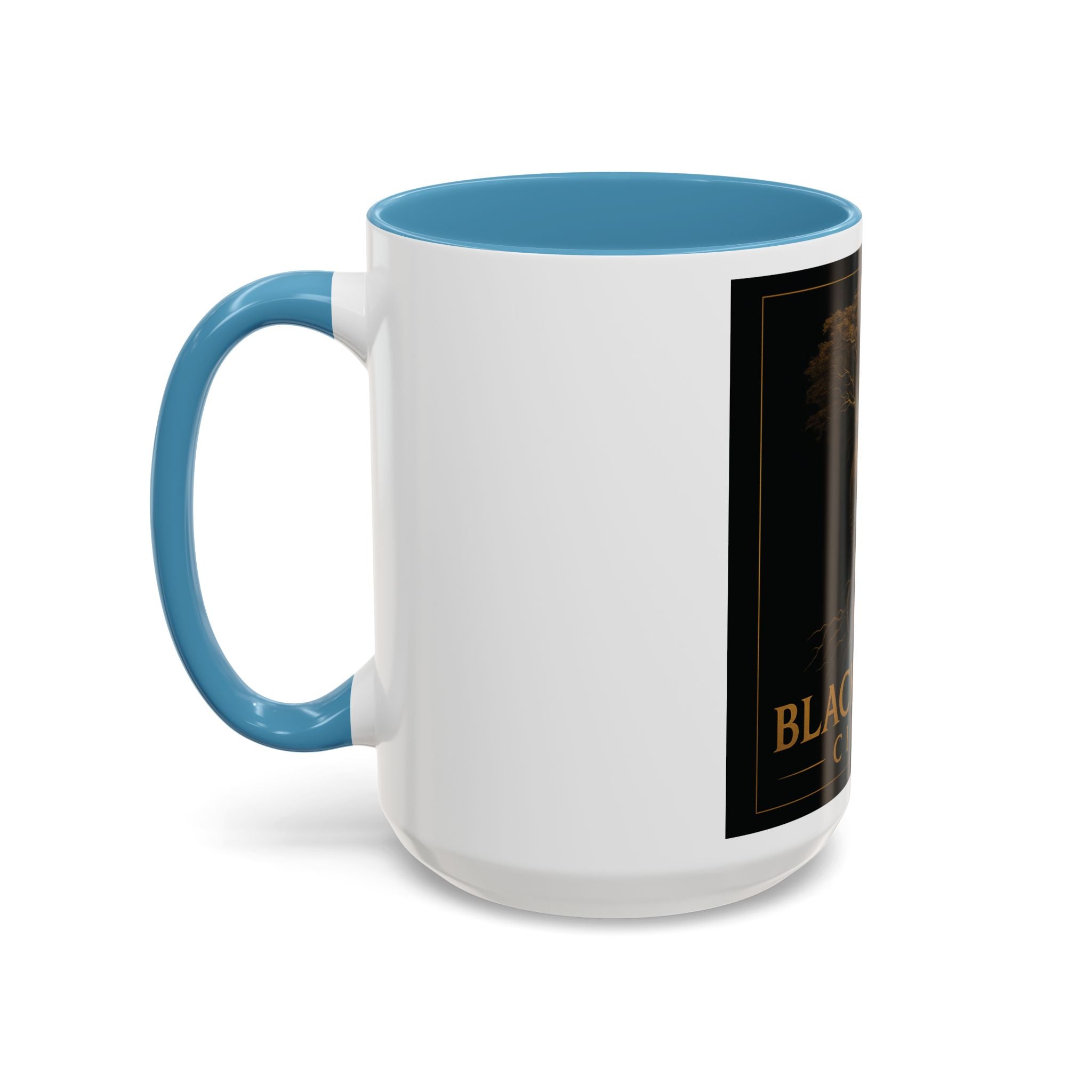 Black Spirit Cinema Accent Coffee Mug — Afrocentric Couple Art (11/15oz)