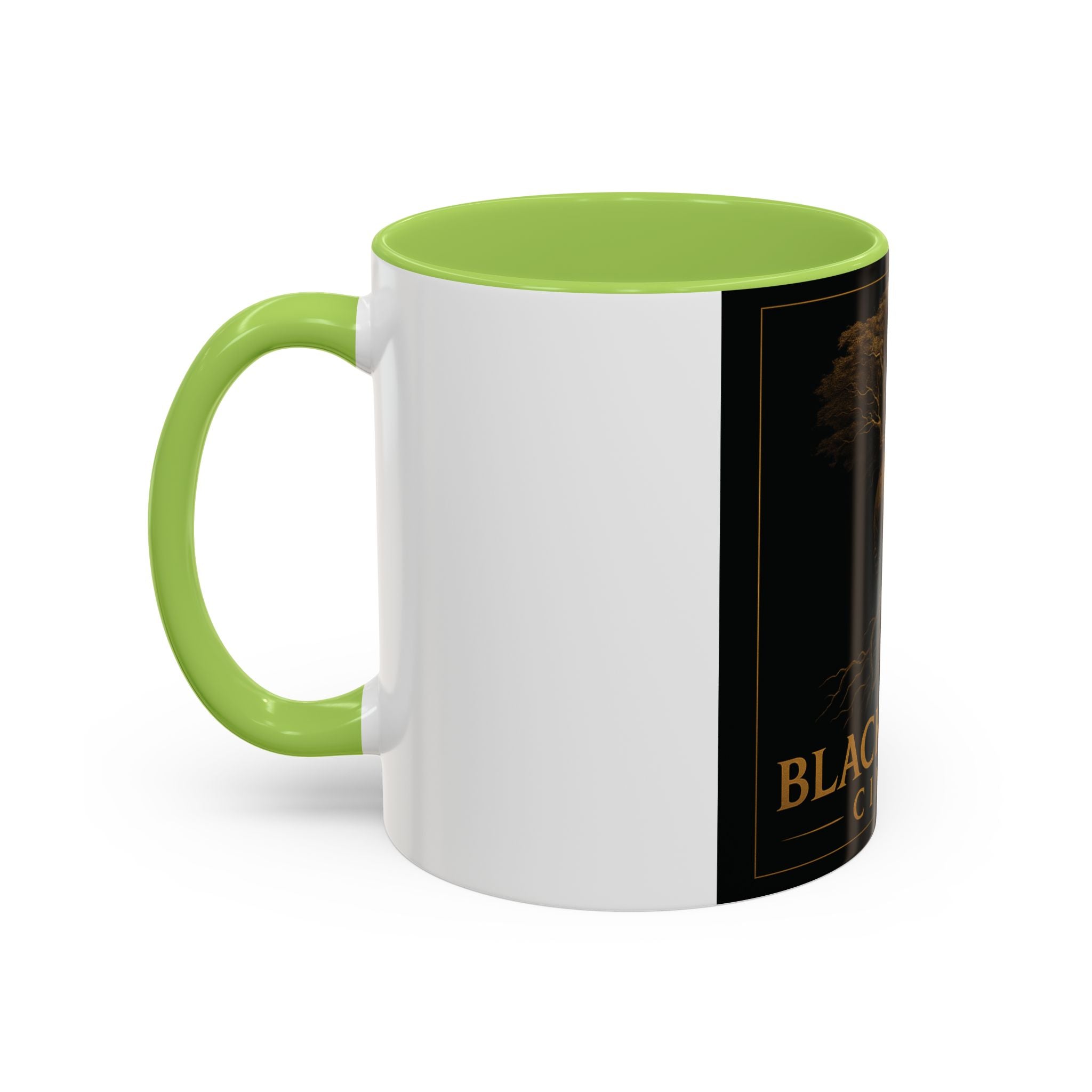 Black Spirit Cinema Accent Coffee Mug — Afrocentric Couple Art (11/15oz)
