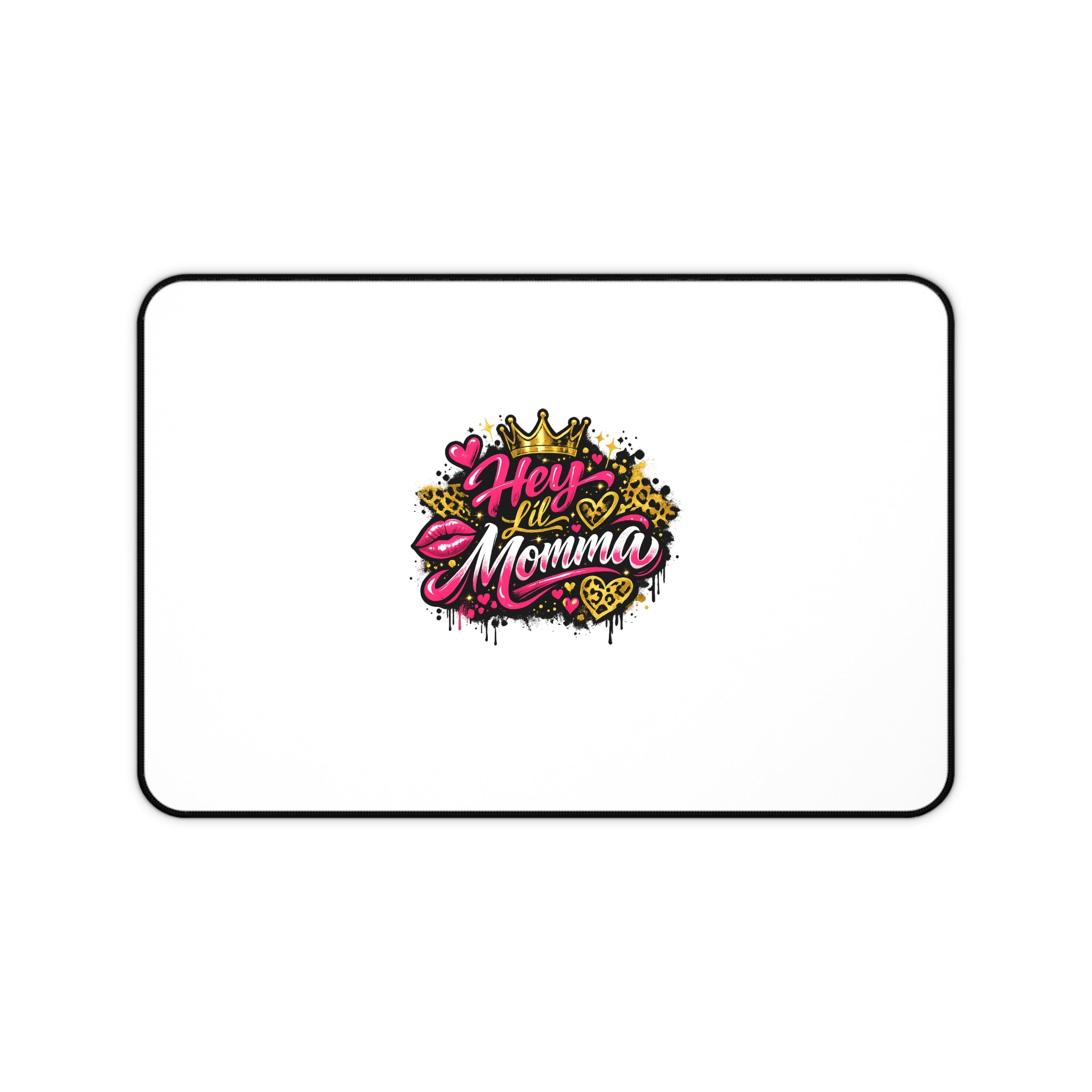 Hey Momma Desk Mat — Bold Retro Pop Art Mouse Pad for Moms