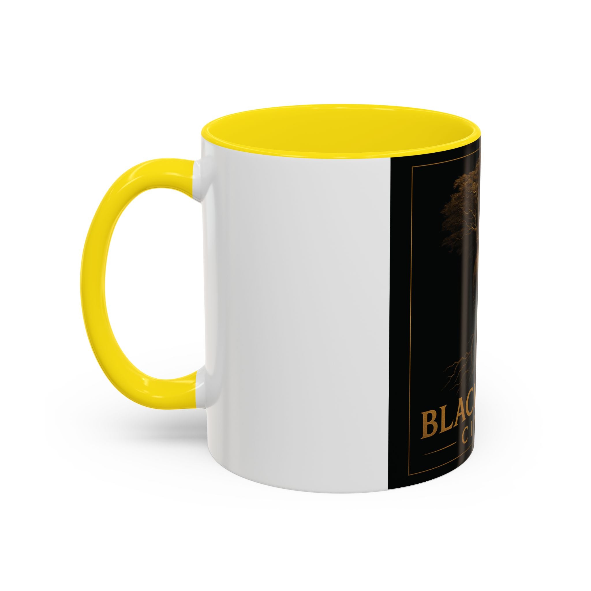 Black Spirit Cinema Accent Coffee Mug — Afrocentric Couple Art (11/15oz)