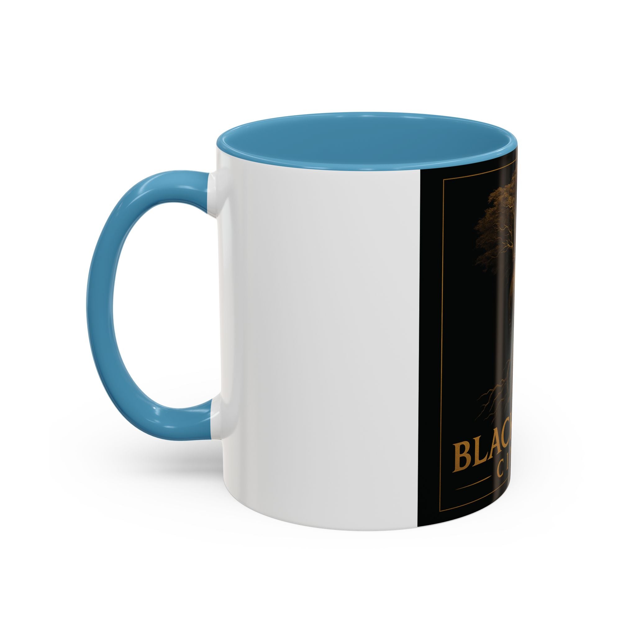 Black Spirit Cinema Accent Coffee Mug — Afrocentric Couple Art (11/15oz)