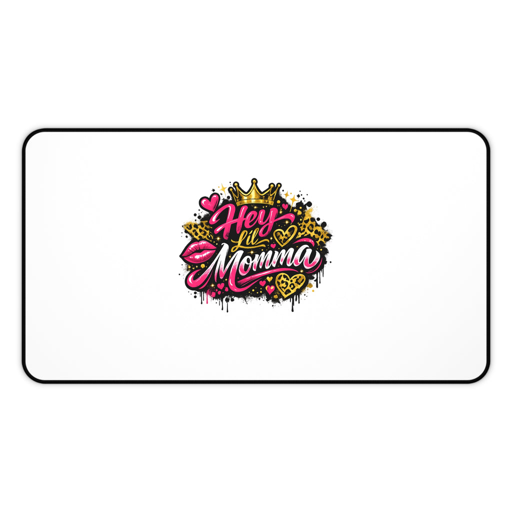 Hey Momma Desk Mat — Bold Retro Pop Art Mouse Pad for Moms