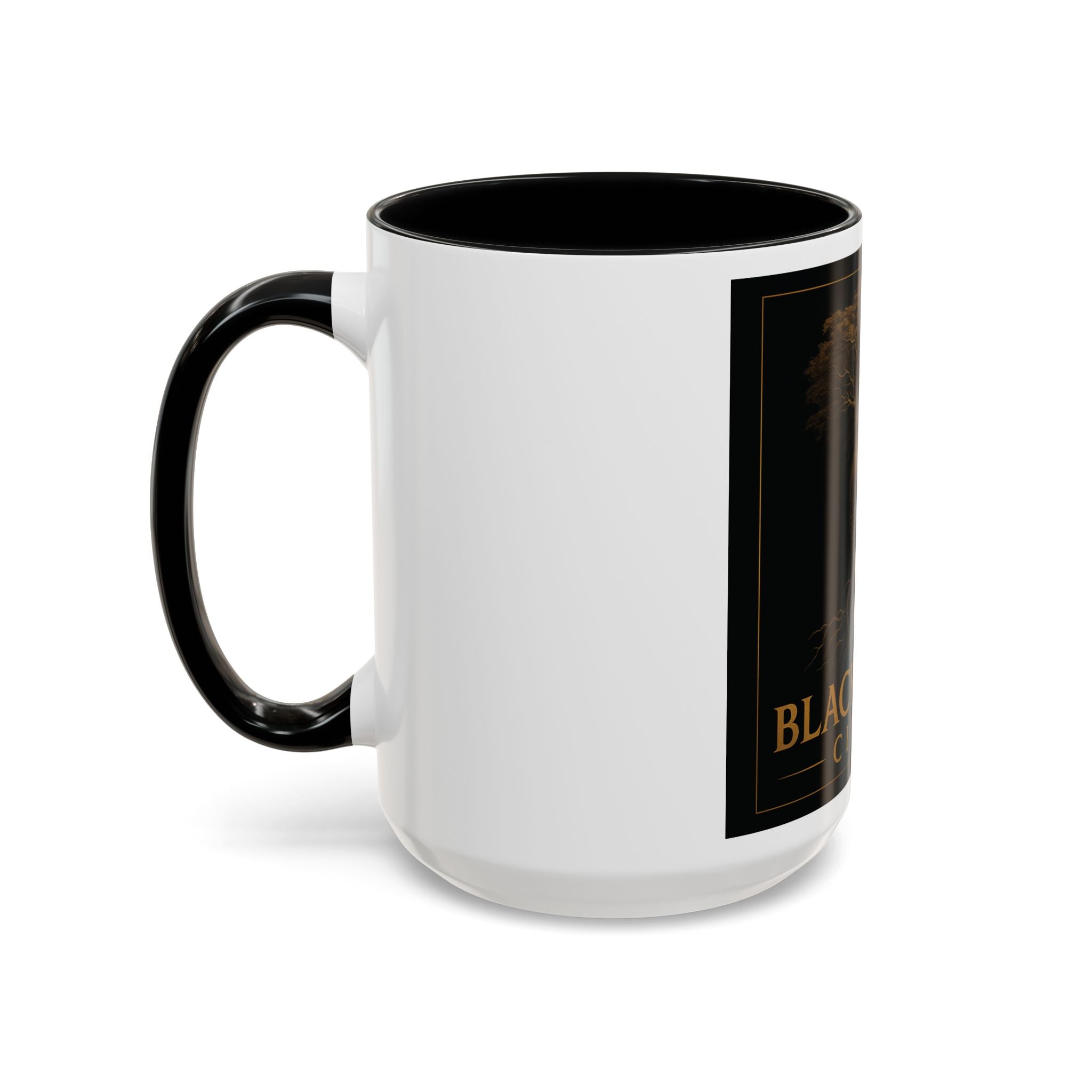 Black Spirit Cinema Accent Coffee Mug — Afrocentric Couple Art (11/15oz)