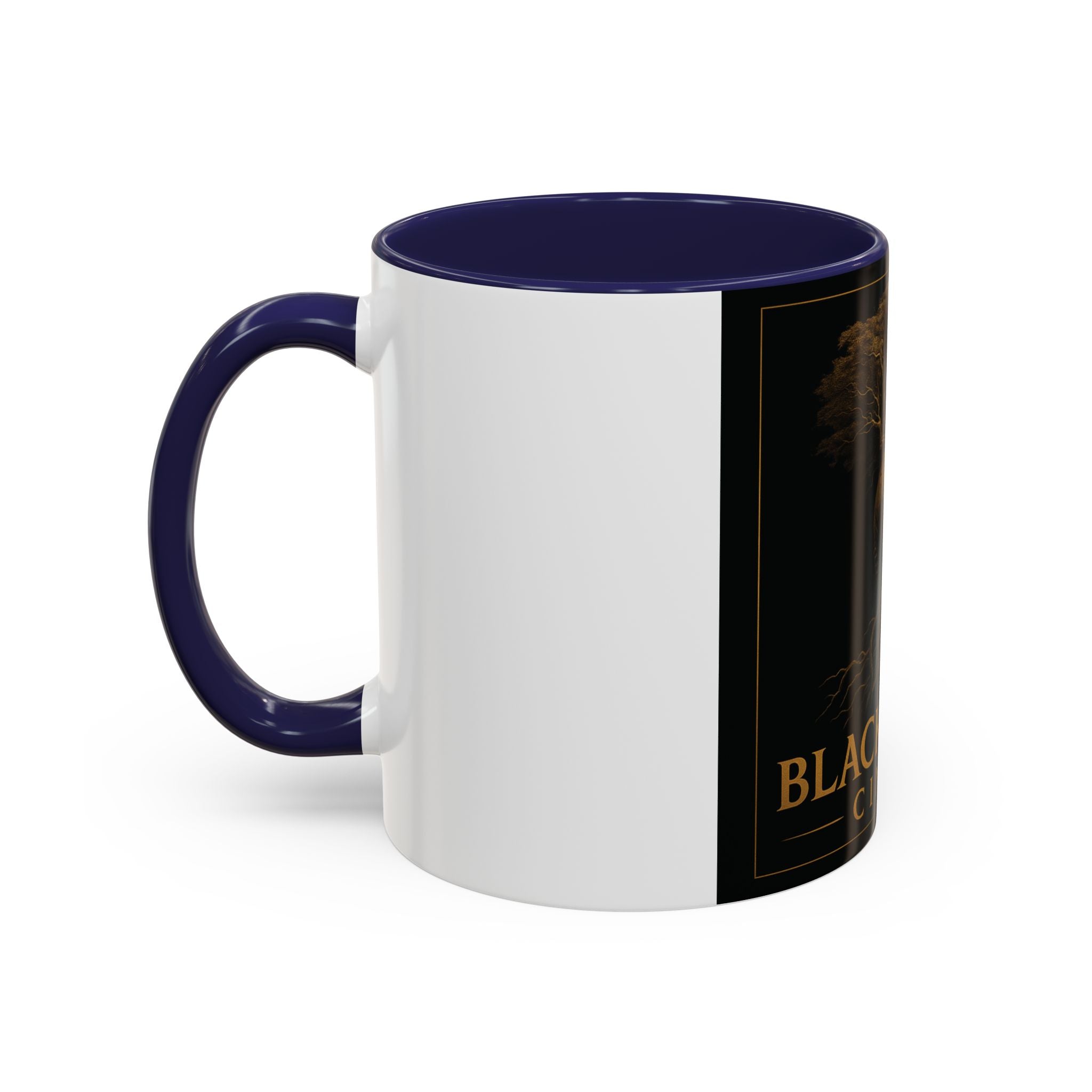 Black Spirit Cinema Accent Coffee Mug — Afrocentric Couple Art (11/15oz)