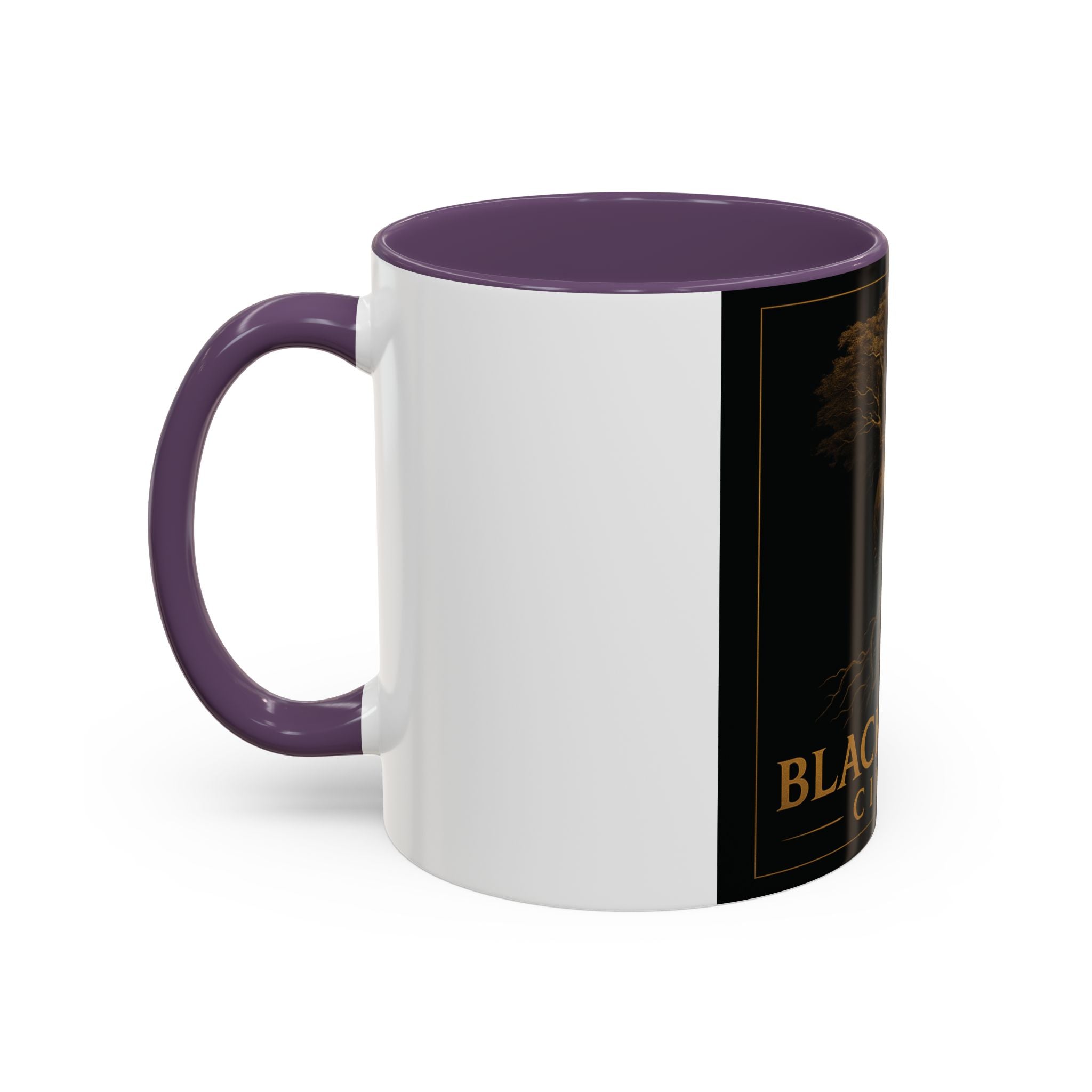 Black Spirit Cinema Accent Coffee Mug — Afrocentric Couple Art (11/15oz)